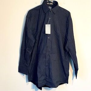 NWT Stacy Adams Dark Blue Patterned Modern Fit Dress Shirt - Size: 2XL 18-18.5